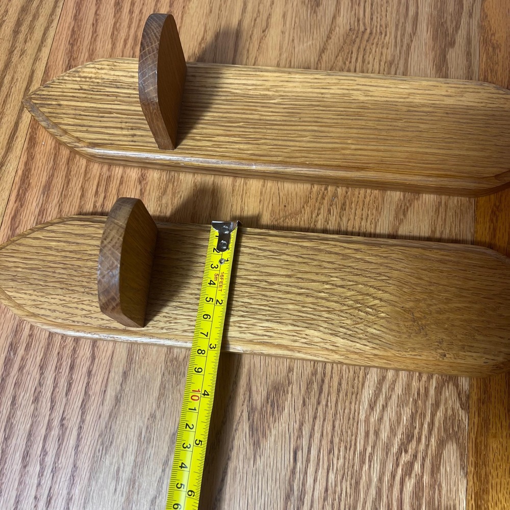 Vintage Oak Wall Display Shelves Pair Mini Floating Display Rustic Farmhouse - Picture 6 of 8